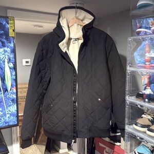 Northface heavyweight black hooded jacket with wool lining inside size XXl, 2Xl